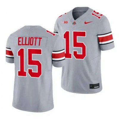 Youth NCAA Ohio State Buckeyes Ezekiel Elliott #15 College Stitched 2023 Alternate Grey Football Jersey AD20B21JK